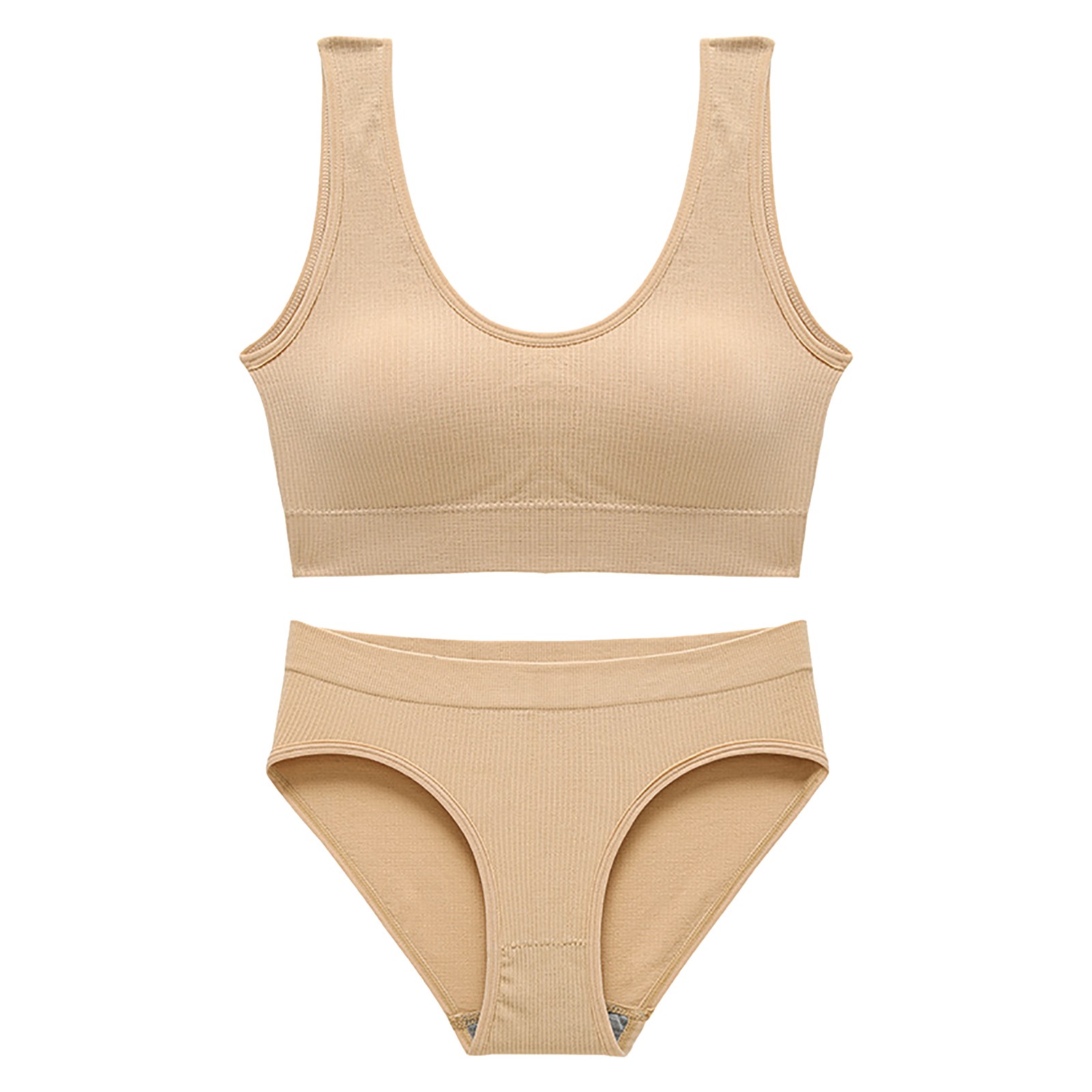 thumbnail image 1 of Conjunto de lencería sin costuras para mujer de 2 piezas con cuello en V y cuello halter: sujetador de cintura alta y tanga, nailon/spandex, color liso, sexy para la playa/ropa de dormir, 1 of 4
